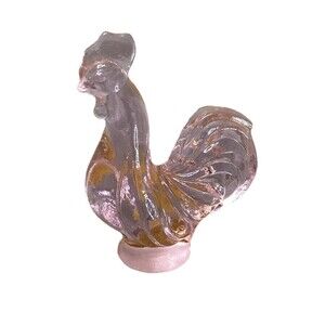 Fenton Rooster Art Glass Mini Miniature Pink Chiffon Easter Figurine Window
